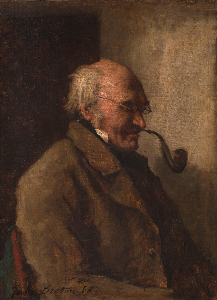 朱尔斯·布雷顿（Jules Breton，法国画家）高清作品-《吹箫的人（1860）》