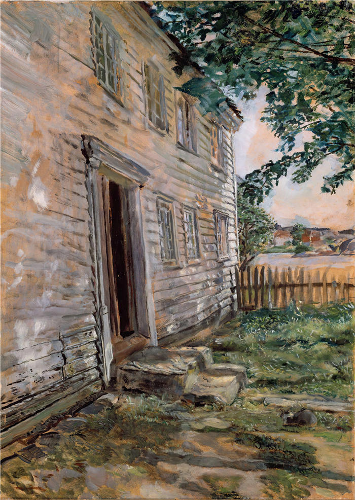 克里斯蒂安·克罗格(Christian Krohg,挪威画家)高清作品-《Brekkestø 的老房子(1914 年)》