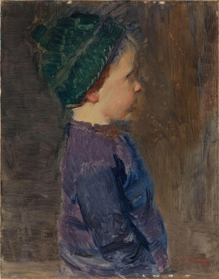 克里斯蒂安·克罗格（Christian Krohg，挪威画家）高清作品-《一个小男孩（约 1890 年）》