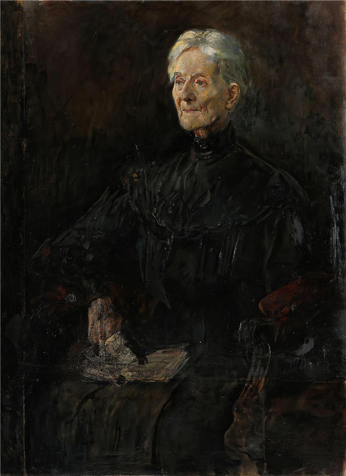 克里斯蒂安·克罗格（Christian Krohg，挪威画家）高清作品-《贝齐·古德夫人的肖像（1910 年）》