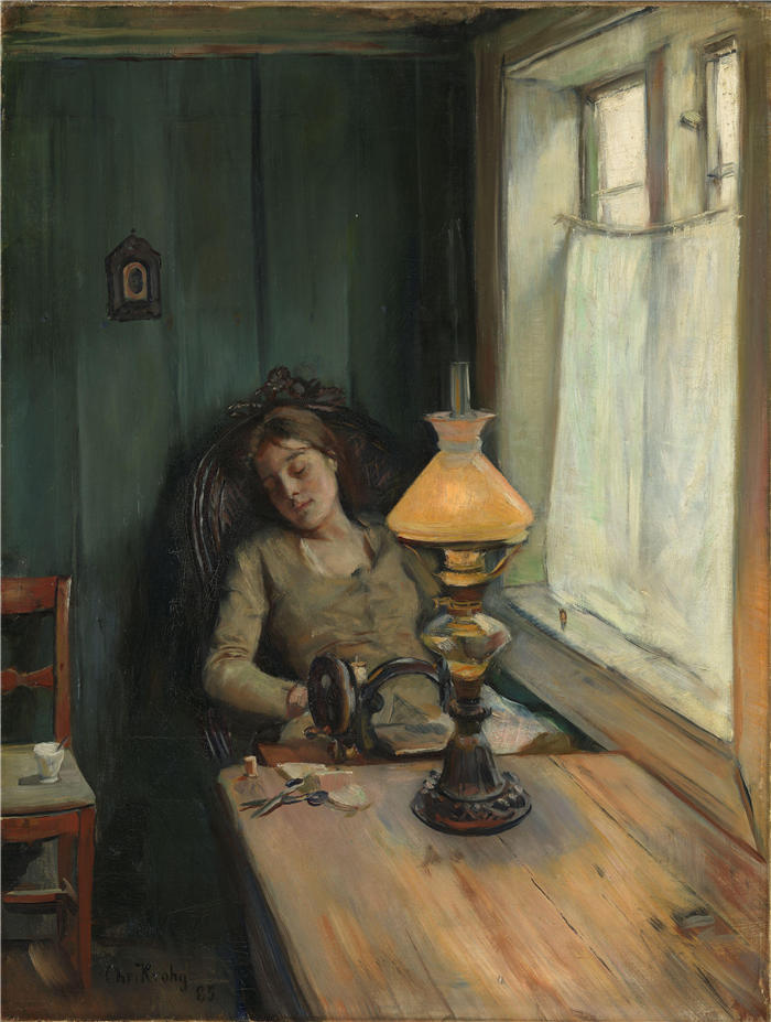 克里斯蒂安·克罗格（Christian Krohg，挪威画家）高清作品-《累了（1885）》