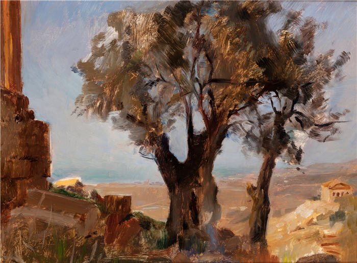 扬·恰格林斯基（Jan Ciągliński ，波兰画家）高清作品-《Girgenti（树木）（1890 年之前）》