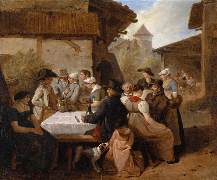 沃尔夫冈·亚当·托普弗（Wolfgang-Adam Töpffer，瑞士画家）作品-《农家饭（1819）》