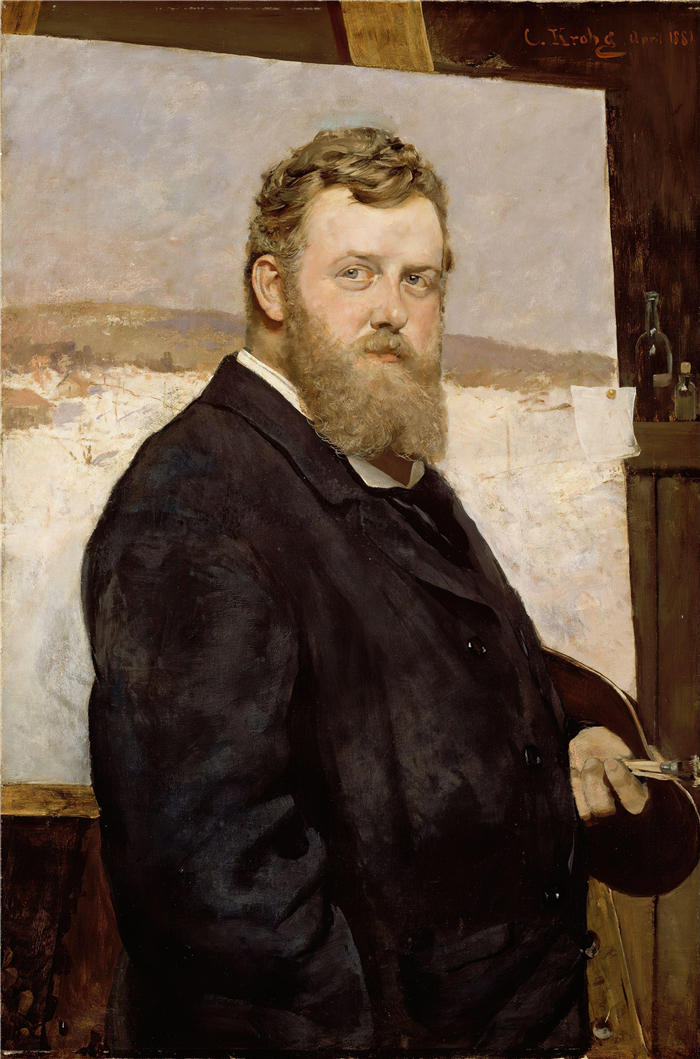 克里斯蒂安·克罗格（Christian Krohg，挪威画家）高清作品-《画家弗里斯·陶洛的肖像（1881 年）》