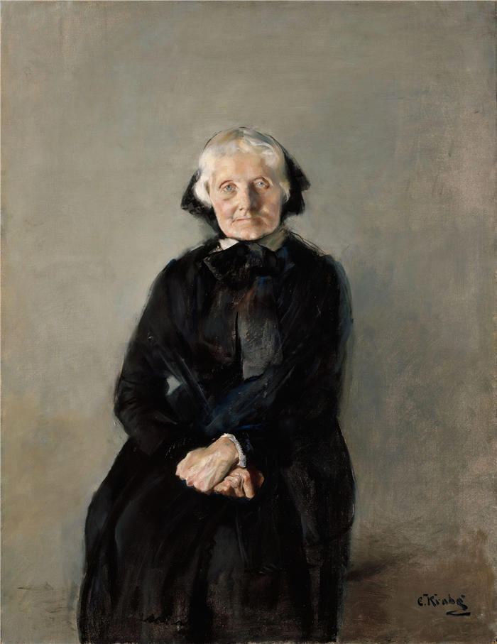 克里斯蒂安·克罗格（Christian Krohg，挪威画家）高清作品-《艺术家姨妈玛丽·克罗格的肖像（1889 年）》