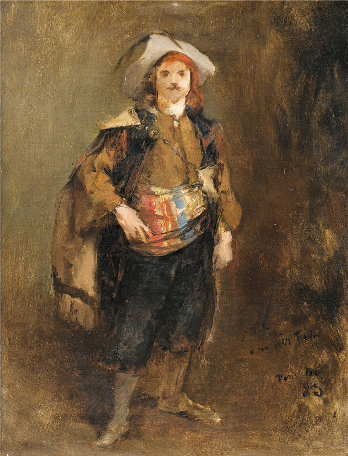 朱尔斯·巴斯蒂安-勒佩奇 （Jules Bastien Lepage，法国画家）高清作品-《埃米尔打扮成西拉诺 (1883)》