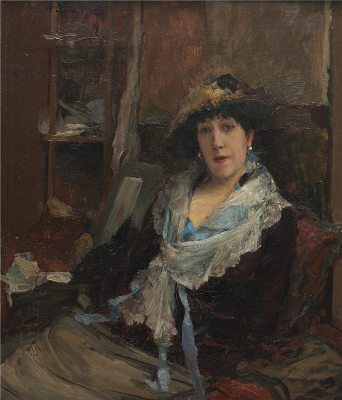 朱尔斯·巴斯蒂安-勒佩奇 （Jules Bastien Lepage，法国画家）高清作品-《奥登剧院的玛丽·萨马利（约1881年）》