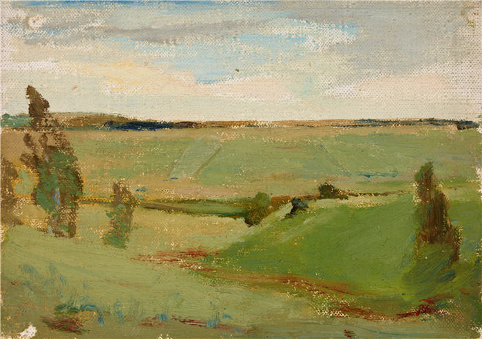 扬·恰格林斯基(Jan Ciągliński ,波兰画家)高清作品-《北方研究(河边)(1910)》