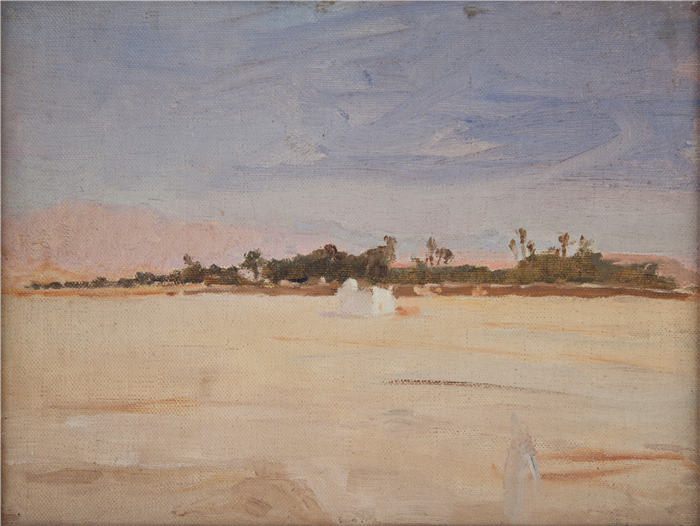 扬·恰格林斯基（Jan Ciągliński ，波兰画家）高清作品-《撒哈拉沙漠（沙漠中的西洛克）（1909 年）》