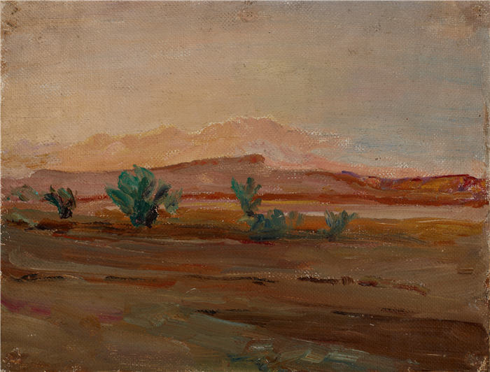 扬·恰格林斯基（Jan Ciągliński ，波兰画家）高清作品-《撒哈拉沙漠（雨后沙漠）（1909 年）》