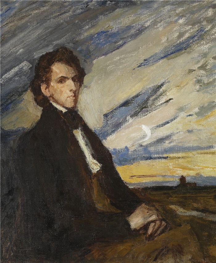 扬·恰格林斯基（Jan Ciągliński ，波兰画家）高清作品-《弗里德里克肖邦的肖像（1910 年）》