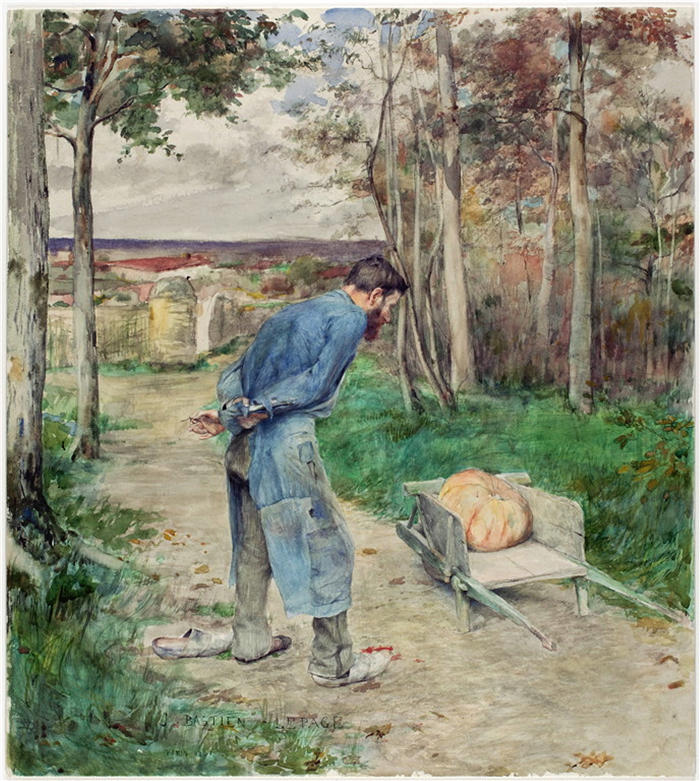 朱尔斯·巴斯蒂安-勒佩奇 （Jules Bastien Lepage，法国画家）高清作品-《橡子和南瓜 (1881)》