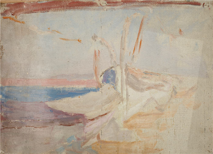 扬·恰格林斯基（Jan Ciągliński ，波兰画家）高清作品-《科林斯（在波西米亚船上）（1910 年）(1)》