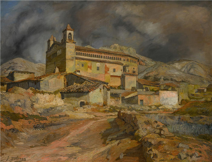 伊格纳西奥·祖洛加 (Ignacio Zuloaga，西班牙画家)高清作品-《马伦达教堂》