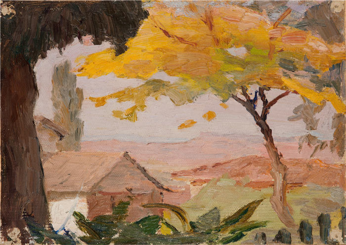 扬·恰格林斯基（Jan Ciągliński ，波兰画家）高清作品-《布尔萨 (A View) (1910)》