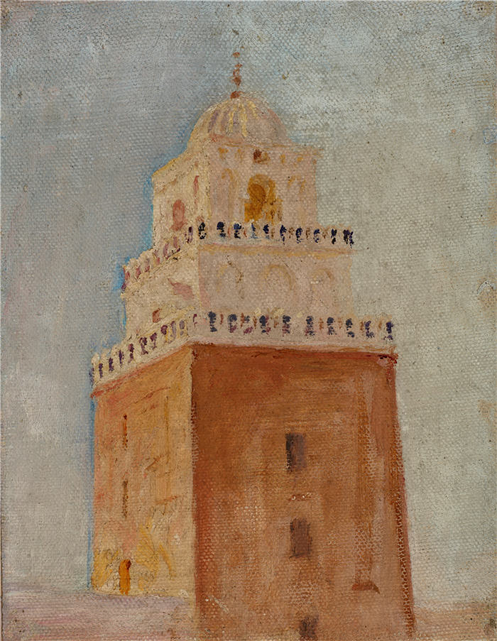 扬·恰格林斯基（Jan Ciągliński ，波兰画家）高清作品-《凯鲁万（理发师清真寺的尖塔）（1911 年）》