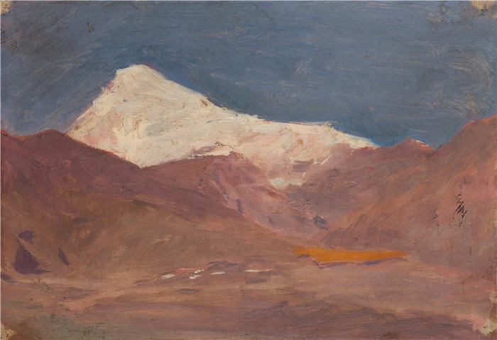 扬·恰格林斯基（Jan Ciągliński ，波兰画家）高清作品-《高加索地区（卡兹别克山）（1890 年）》