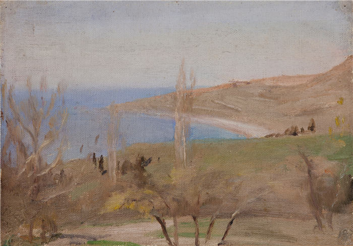 扬·恰格林斯基（Jan Ciągliński ，波兰画家）高清作品-《雅尔塔（春天 - 杨树）（1906 年）》