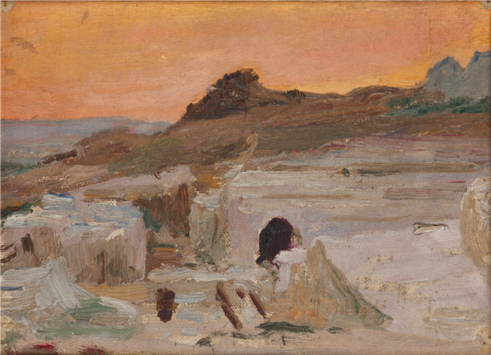 扬·恰格林斯基（Jan Ciągliński ，波兰画家）高清作品-《锡拉丘兹（希腊剧院，晚上）（1910）》