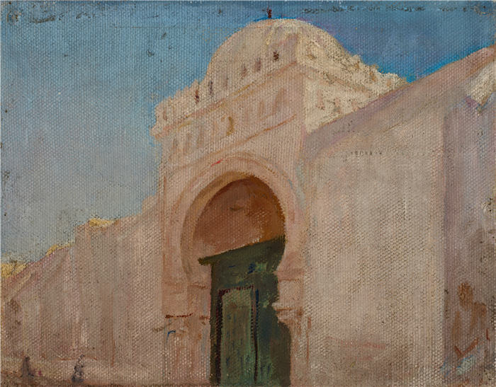 扬·恰格林斯基（Jan Ciągliński ，波兰画家）高清作品-《凯鲁万（理发清真寺的入口）（1911 年）》
