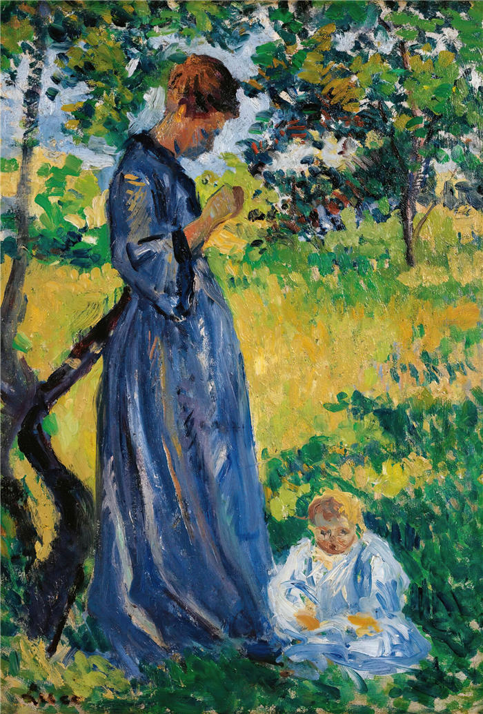 马克西米连·卢斯（ Maximilien Luce，法国画家）高清作品-《狄龙夫人普瓦西 (1893)》