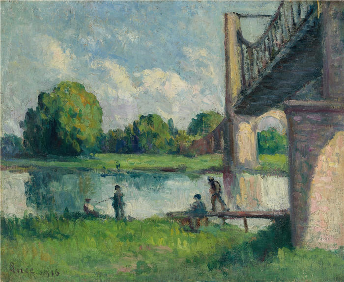 马克西米连·卢斯( Maximilien Luce,法国画家)高清作品-《安格尔环境桥(1916)》