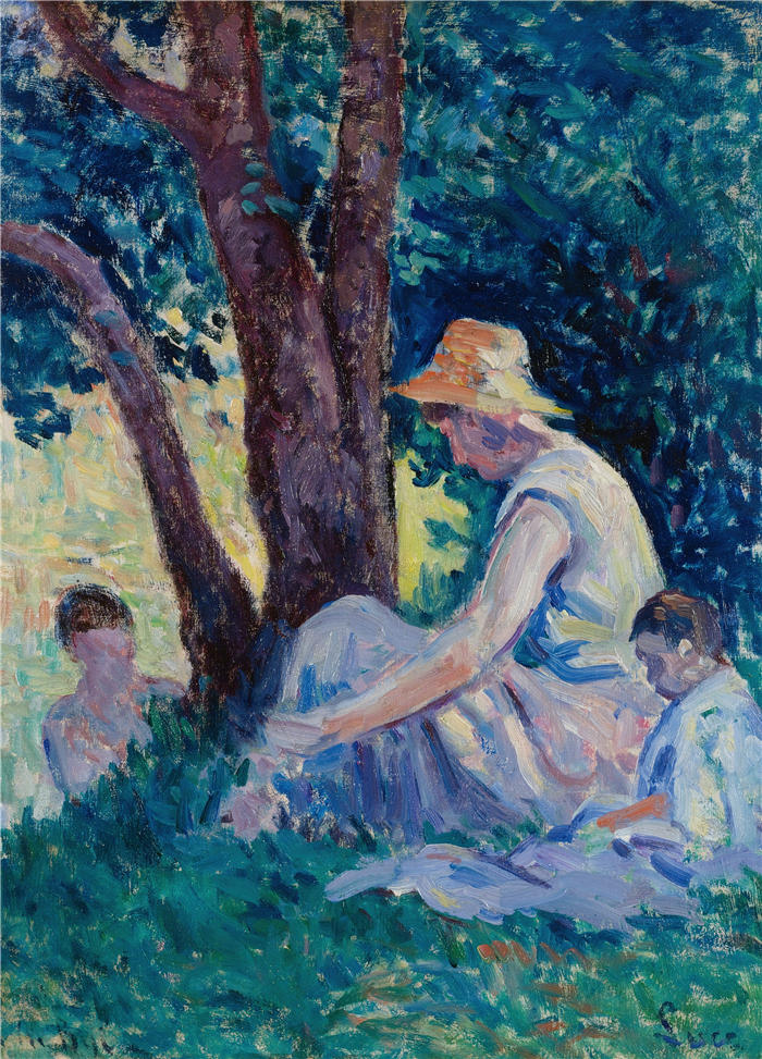 马克西米连·卢斯（ Maximilien Luce，法国画家）高清作品-《贝西，乡村的一个下午（1908年）》