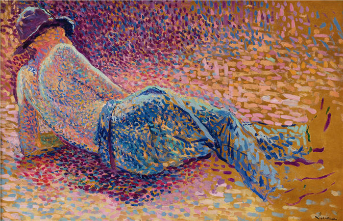 马克西米连·卢斯（ Maximilien Luce，法国画家）高清作品-《工人休息（约1888年）》