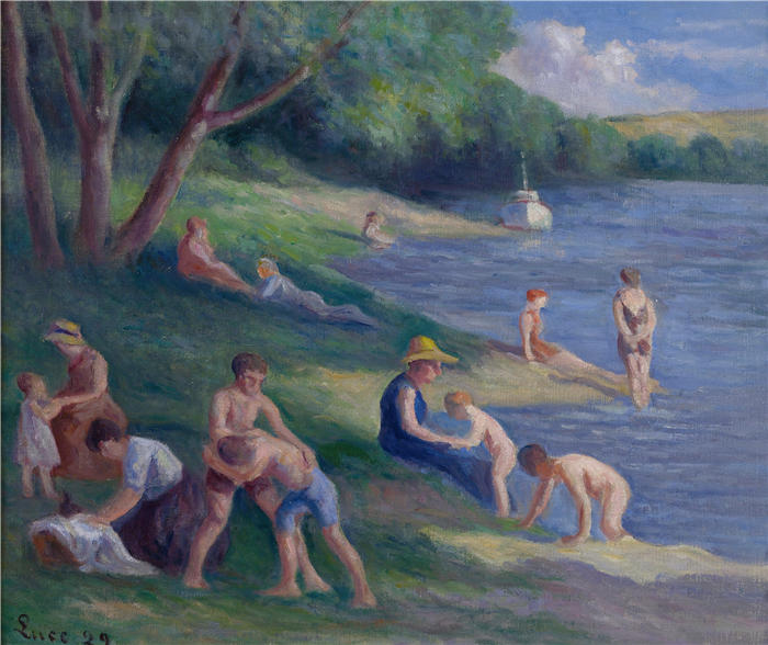 马克西米连·卢斯（ Maximilien Luce，法国画家）高清作品-《梅里考特海滩（1929）》