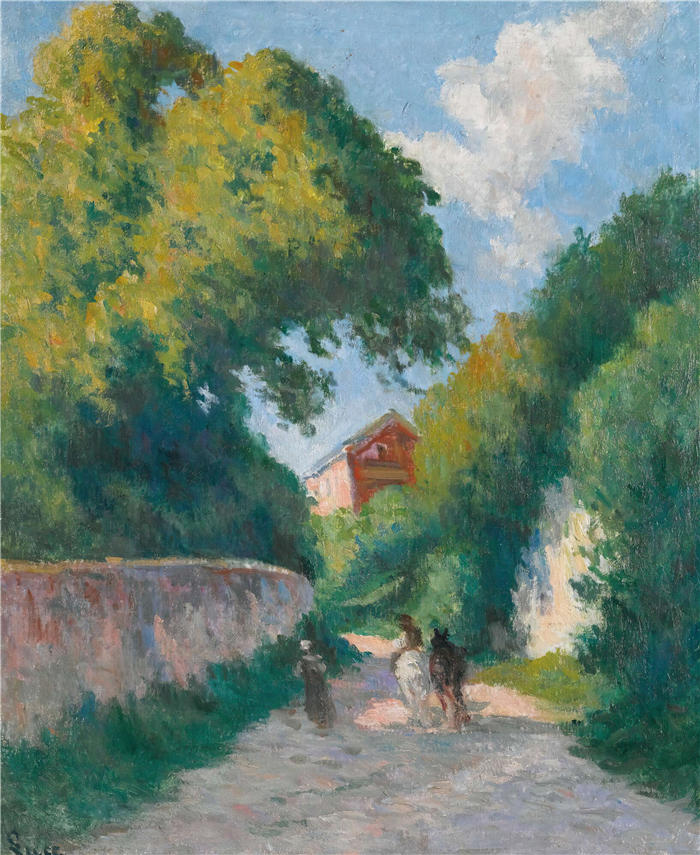 马克西米连·卢斯( Maximilien Luce,法国画家)高清作品-《回到农场(约1920年)》