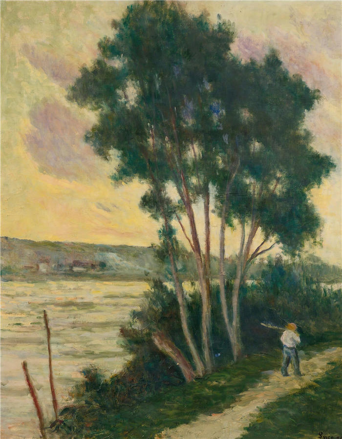 马克西米连·卢斯（ Maximilien Luce，法国画家）高清作品-《桑德雷科特，河边小径（1936）》