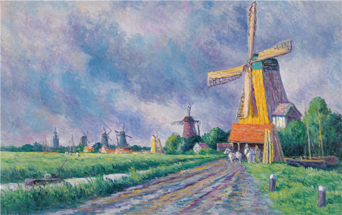马克西米连·卢斯( Maximilien Luce,法国画家)高清作品-《鹿特丹环境 (1907)》