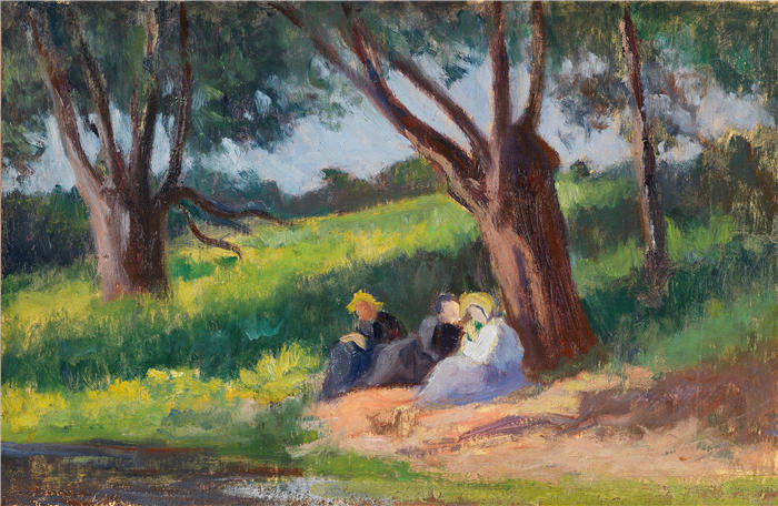 马克西米连·卢斯（ Maximilien Luce，法国画家）高清作品-《树下（1926）》