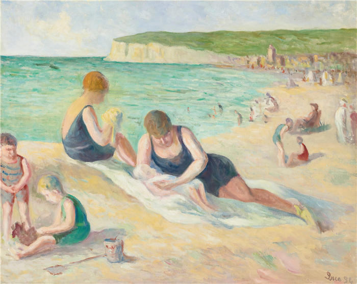 马克西米连·卢斯（ Maximilien Luce，法国画家）高清作品-《海滨浴场（1934年）》