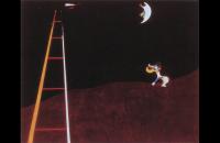 米罗油画欣赏《狗对着月亮吠叫，1926 年》