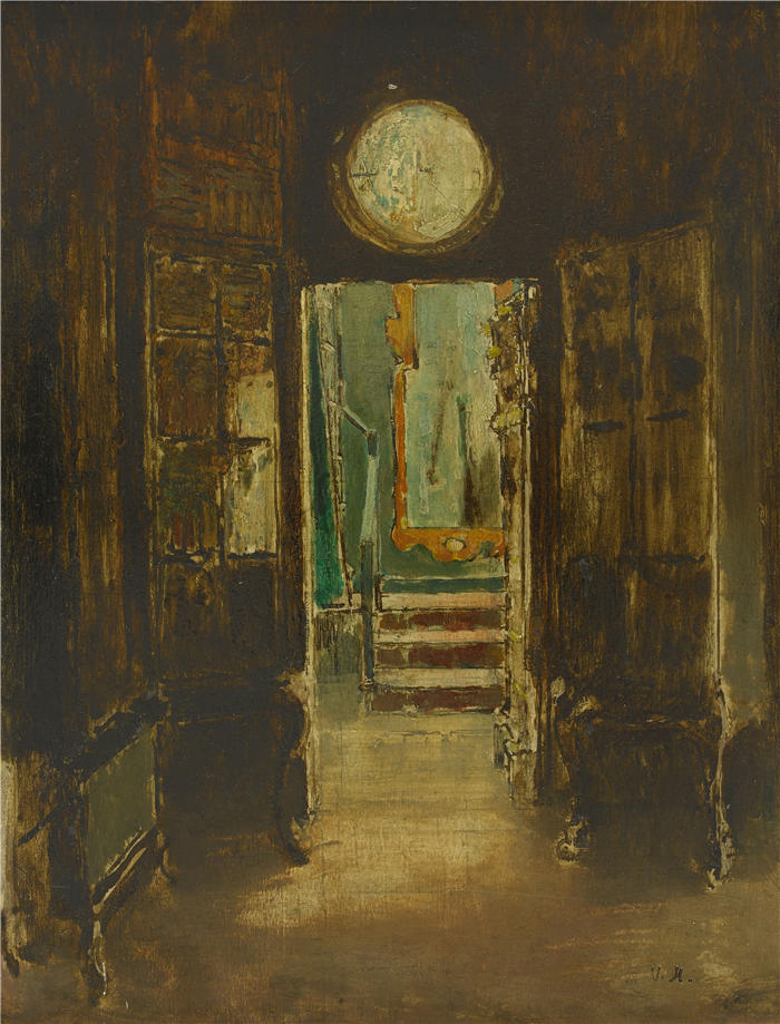 乔治·雨果（Georges Hugo，法国画家）高清作品-《从了望台到豪特维尔大厦的楼梯》