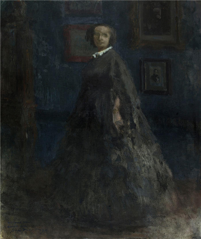 乔治·雨果（Georges Hugo，法国画家）高清作品-《维克多·雨果夫人肖像》