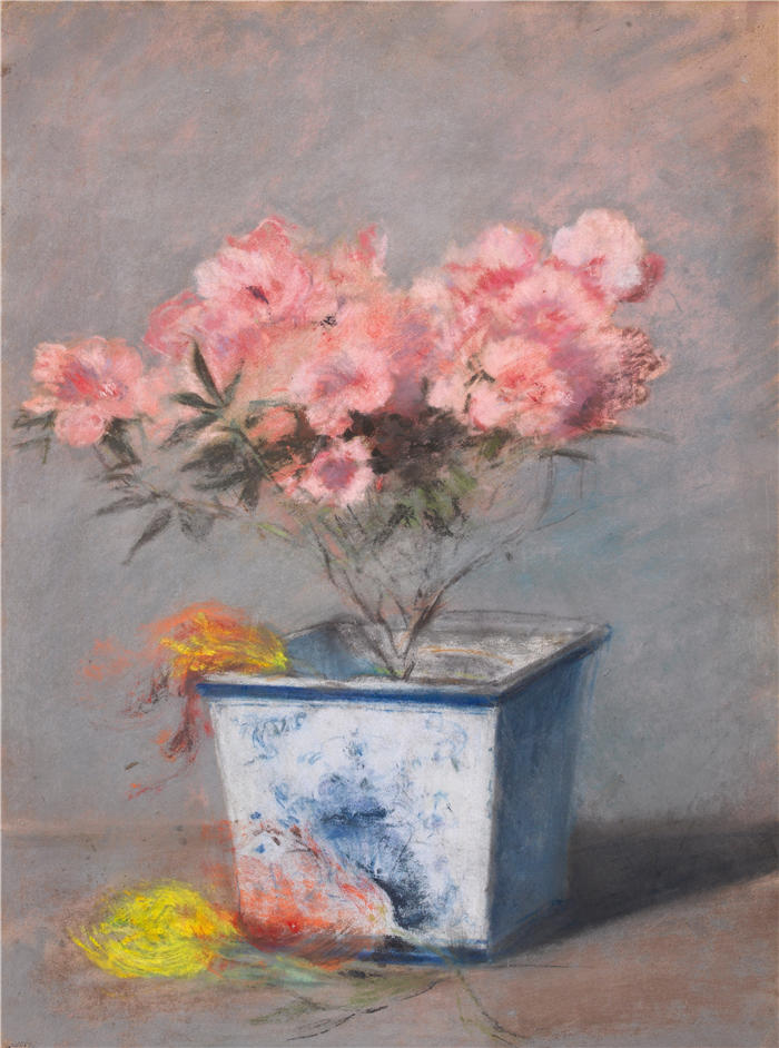 乔治·雨果（Georges Hugo，法国画家）高清作品-《杜鹃花玫瑰》