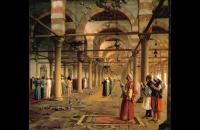 前1000幅世界名画-让・莱昂・热罗姆作品《开罗阿姆尔清真寺的公共祈祷》