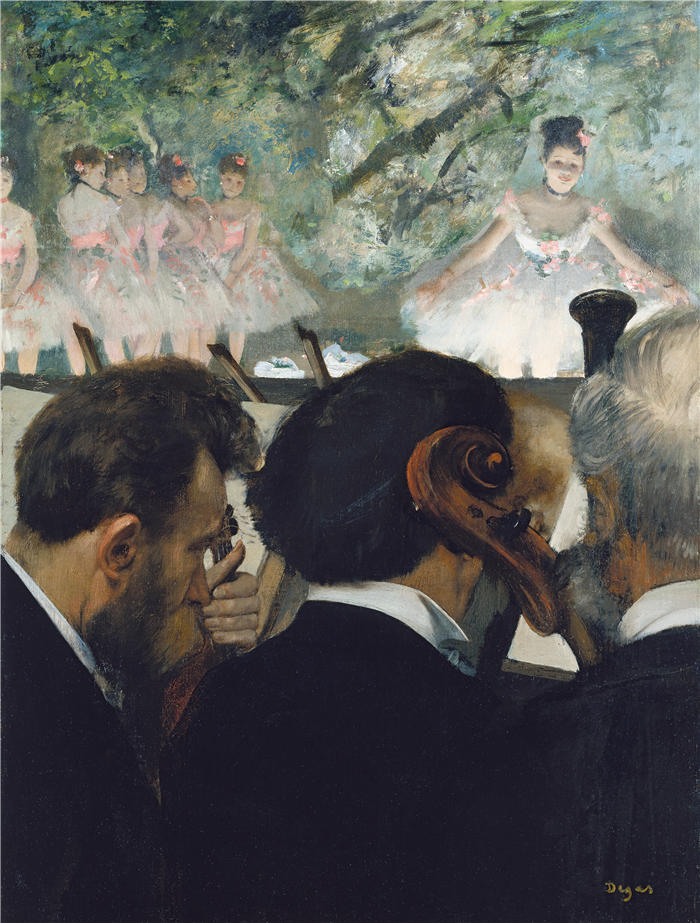 埃德加·德加（Edgar Degas，法国画家）高清作品-《管弦乐队音乐家（1872）》