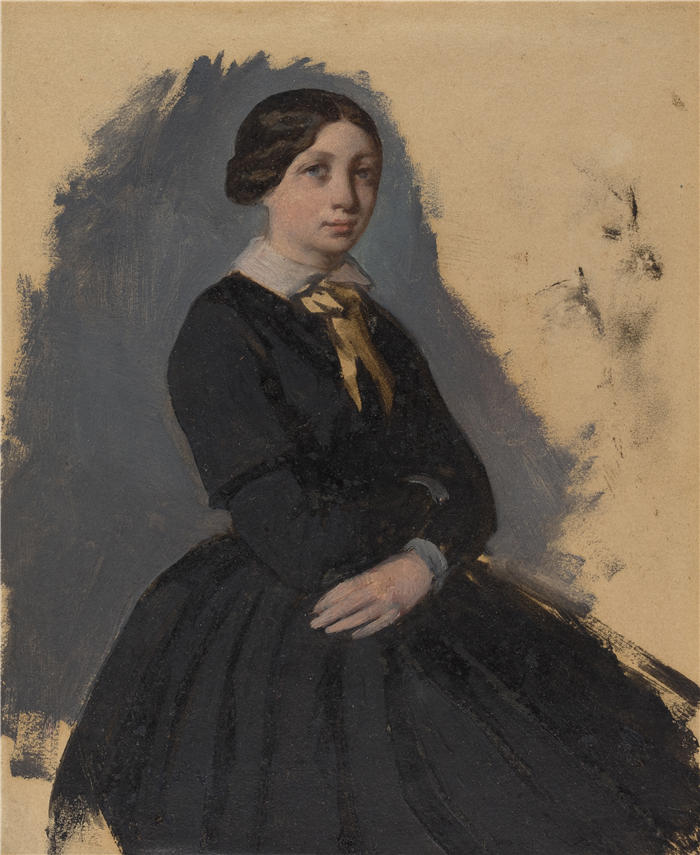埃德加·德加(Edgar Degas,法国画家)高清作品-《黑衣年轻女子 (1861-1865)》