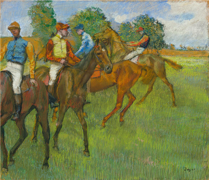 埃德加·德加(Edgar Degas,法国画家)高清作品-《赛前 (c. 1887-1889)》