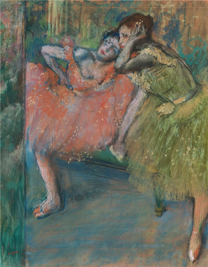埃德加·德加（Edgar Degas，法国画家）高清作品-《Danseuses Au Foyer（约 1901 年）》