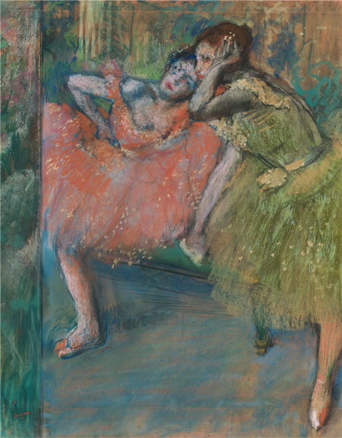 埃德加·德加(Edgar Degas,法国画家)高清作品-《Danseuses Au Foyer(约 1901 年)》