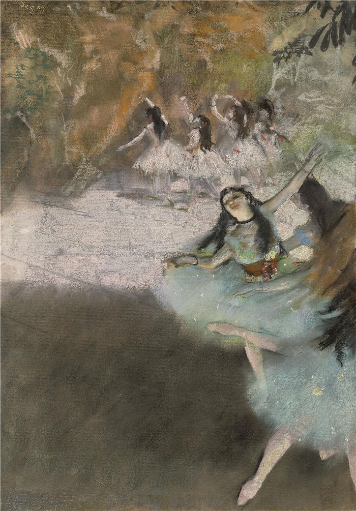 埃德加·德加(Edgar Degas,法国画家)高清作品-《在舞台上(1876-1877)》