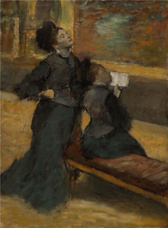 埃德加·德加(Edgar Degas,法国画家)高清作品-《参观博物馆(约 1879 年)》