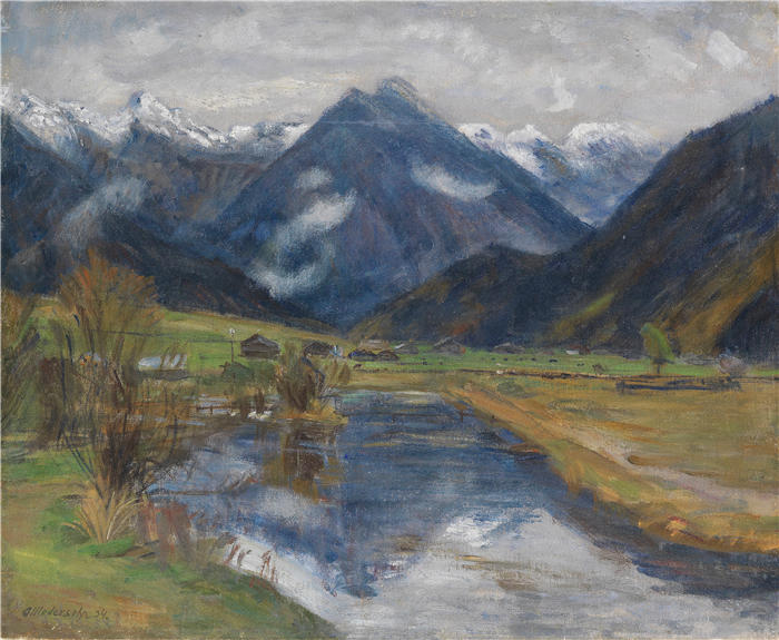 奥托·莫德森（Otto Modersohn，德国画家）高清作品-《辛特斯坦冯瓦瑟 (1934)》