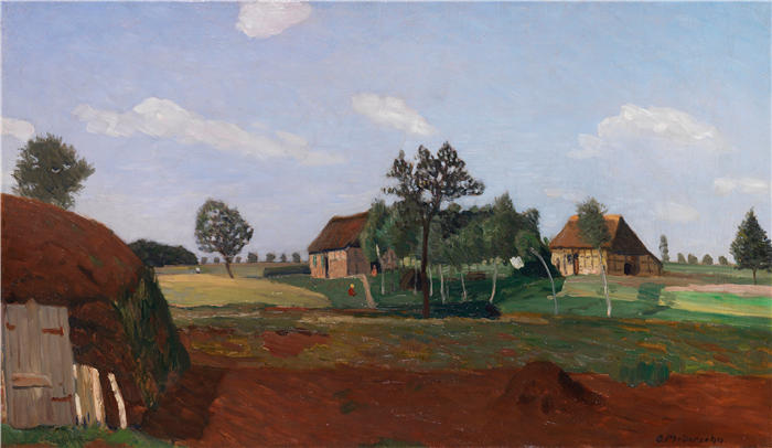 奥托·莫德森（Otto Modersohn，德国画家）高清作品-《沼地夏日（埃尔德胡特沼泽地）（1908年）》