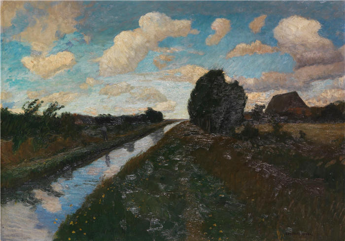 奥托·莫德森（Otto Modersohn，德国画家）高清作品-《高天沼地运河（1893）》