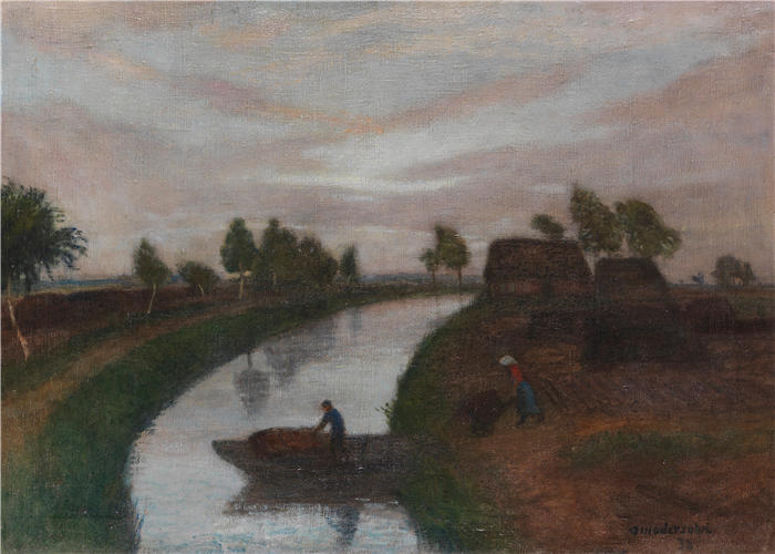 奥托·莫德森（Otto Modersohn，德国画家）高清作品-《沼泽地的萨默拉本德 (1938)》